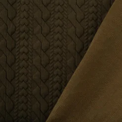 Strickstoff Zopfmuster khaki-grün elastischer Winterstrick 150 cm Breite