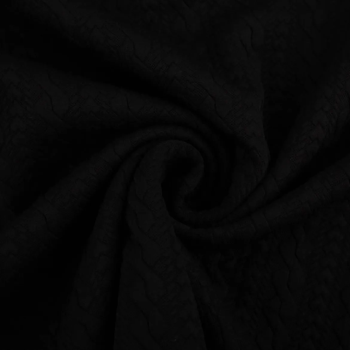 Strickstoff Zopfmuster schwarz elastischer Winterstrick 150 cm Breite
