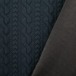 Strickstoff Zopfmuster stahlblau elastischer Winterstrick 150 cm Breite
