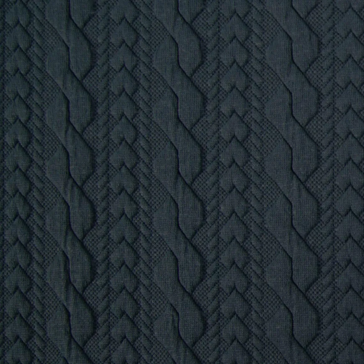 Strickstoff Zopfmuster stahlblau elastischer Winterstrick 150 cm Breite