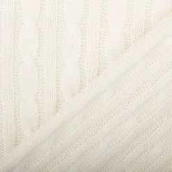 Strickstoff Zopfmuster Viskose wollweiß – schwere Qualität, 140 cm Breite