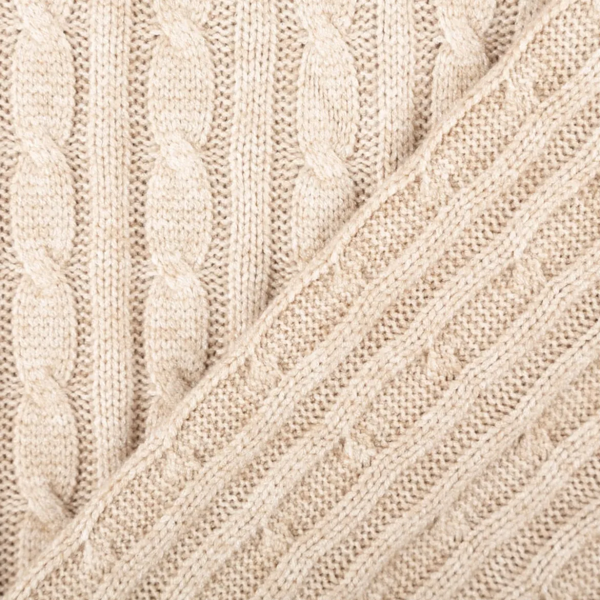 Strickstoff Zopfmuster Viskose beige – schwere Qualität, 140 cm Breite