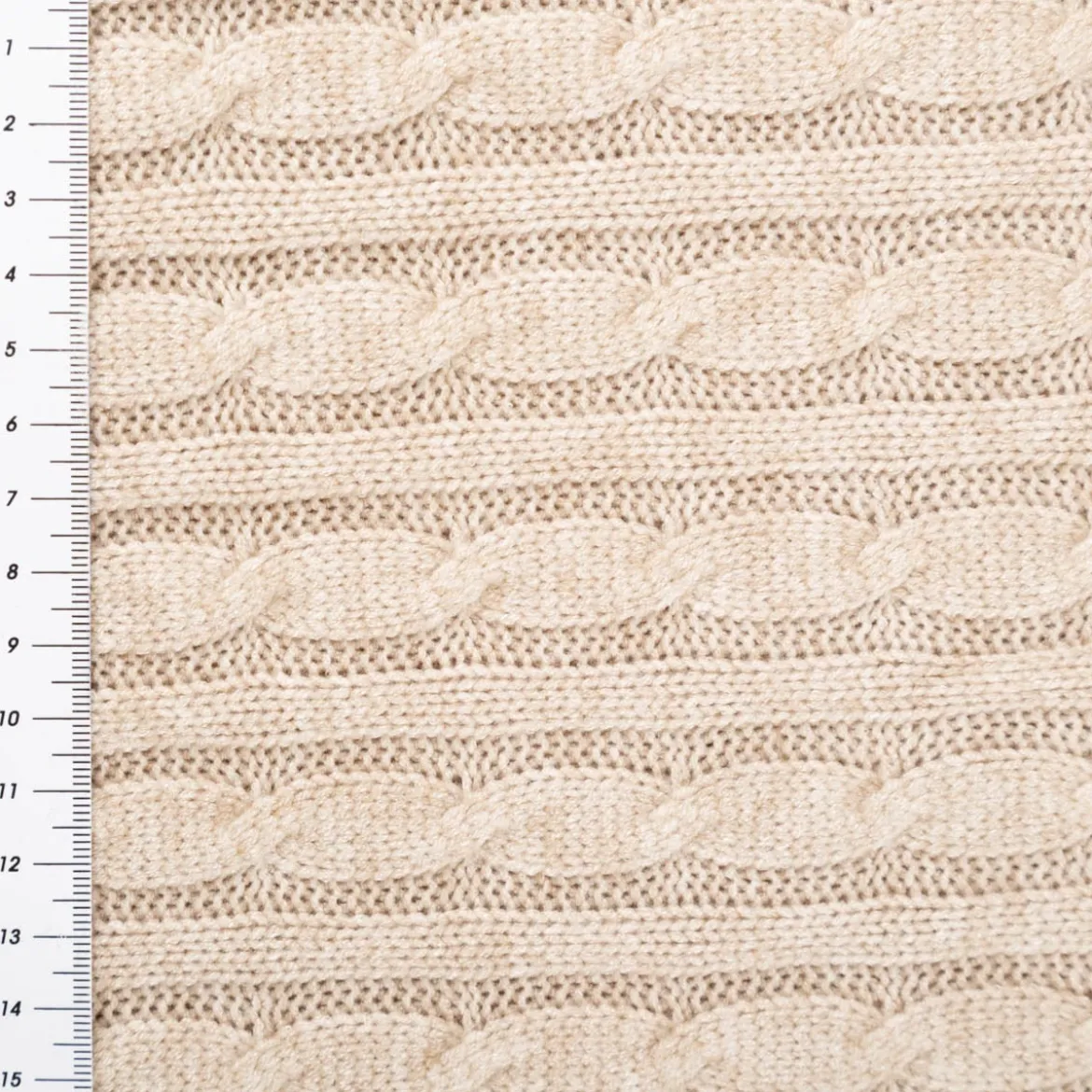 Strickstoff Zopfmuster Viskose beige – schwere Qualität, 140 cm Breite