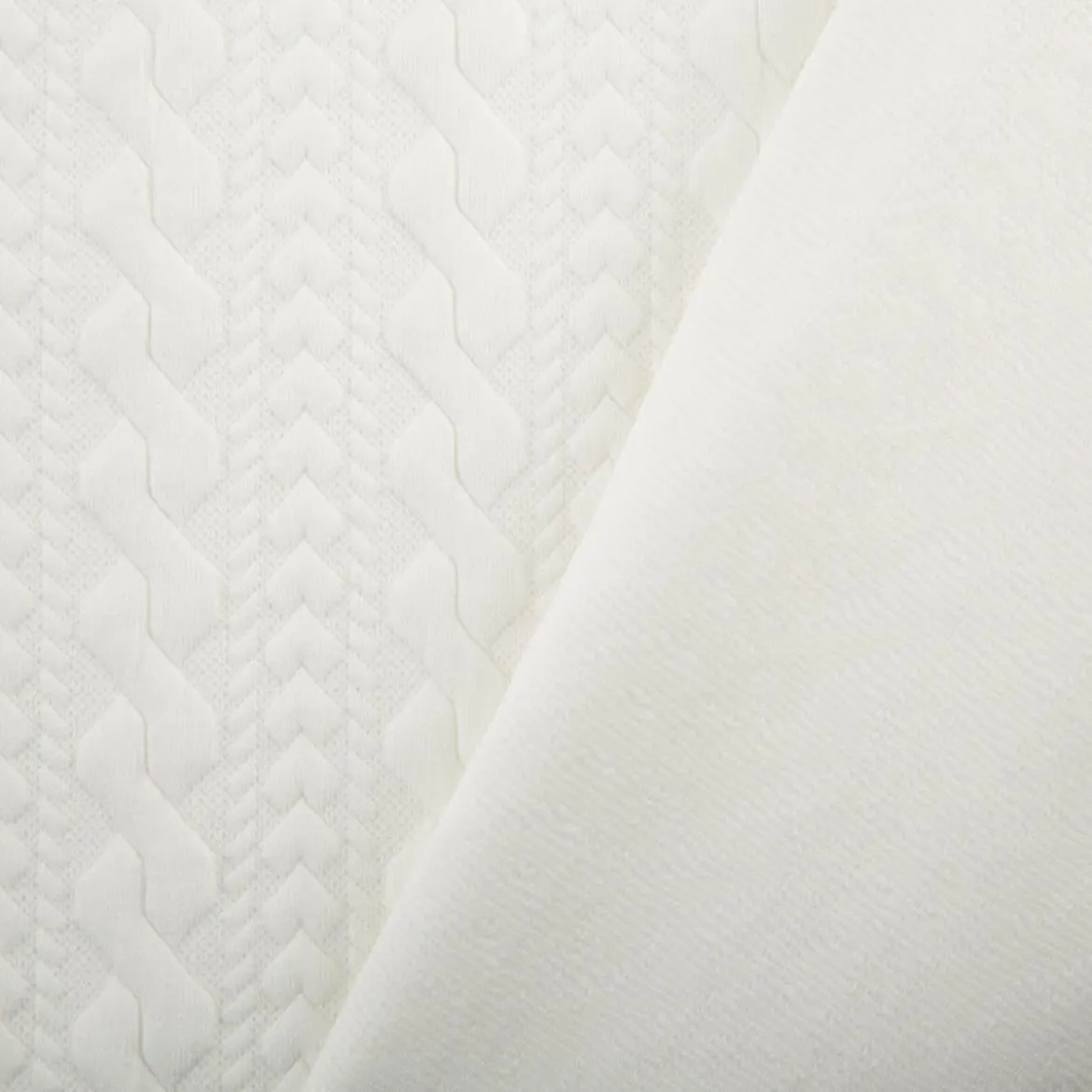 Strickstoff Zopfmuster wollweiß elastischer Winterstrick 150 cm Breite
