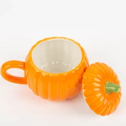 Suppentasse mit Deckel Kürbis orange 11x13cm Dolomit handbemalt von Sass & Belle