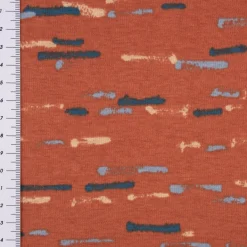 Sweatstoff Alpensweat Stripes Streifen terrakotta hellblau dunkelblau 1,50m Breite