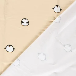 Sweat Stoff angeraut Pinguine beige 1,50m Breite