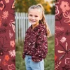 Sweatstoff aus Baumwolle Blumen Schmetterlinge Digitaldruck bordeaux 1,48m Breite