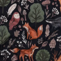 Sweatstoff aus Baumwolle Digitaldruck Forest Animals navy 1,48m Breite