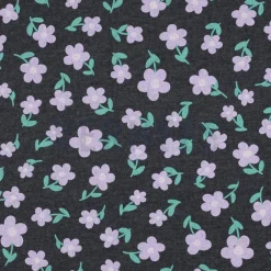Sweatstoff aus Baumwolle Melange Flowers anthrazitgrau lila 1,38m Breite