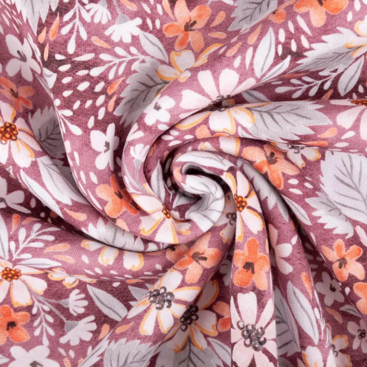 Sweatstoff Baumwolle Blumen Digitaldruck rosa 155cm breit