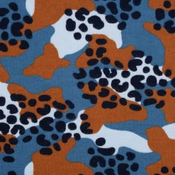 Sweatstoff Bio Soft Sweat dünn Camouflage Leo blau braun dunkelblau 1,5m Breite