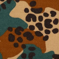 Sweatstoff Bio Soft Sweat dünn Camouflage Leo camel braun dunkelgrün 1,5m Breite
