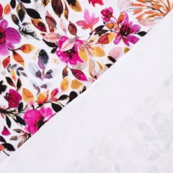 Sweatstoff Digitaldruck Blumen Blätter weiß bunt 1,45m Breite