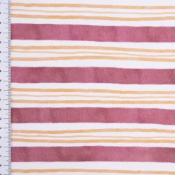 Sweatstoff Digitaldruck STRIPES Streifen weiß mauve ocker 1,45m Breite