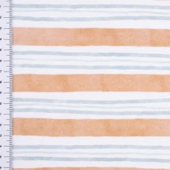 Sweatstoff Digitaldruck STRIPES Streifen weiß braun hellblau 1,45m Breite