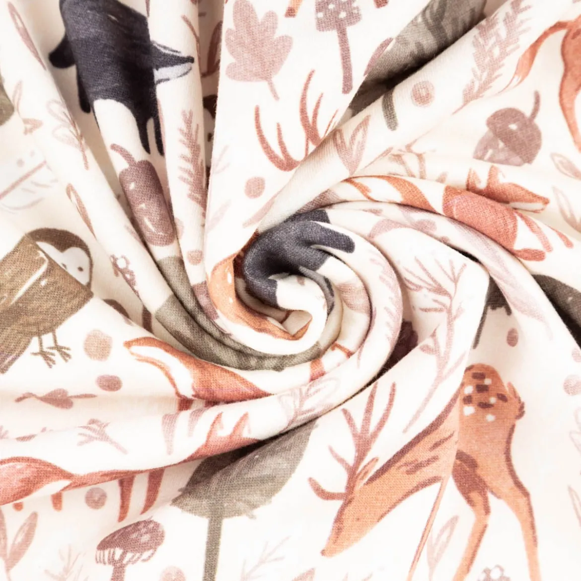 Sweatstoff Forest Animals offwhite – weich, warm & 1,48m breit