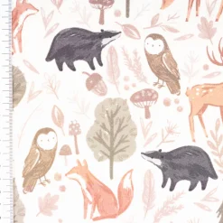 Sweatstoff Forest Animals offwhite – weich, warm & 1,48m breit
