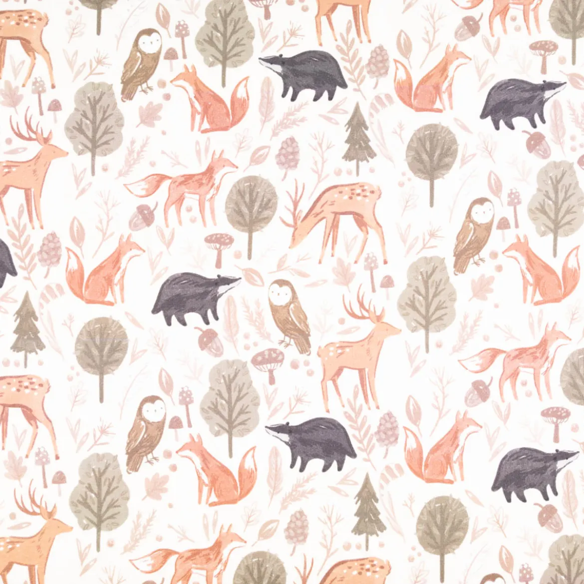 Sweatstoff Forest Animals offwhite – weich, warm & 1,48m breit