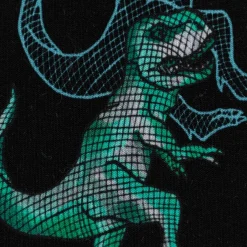 Sweatstoff Jogging Digitaldruck Dinosaurier schwarz blau 1,45m Breite