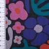 Sweatstoff Melange Blumen Blüten abstrakt dunkelblau rosa rot 1,38m Breite
