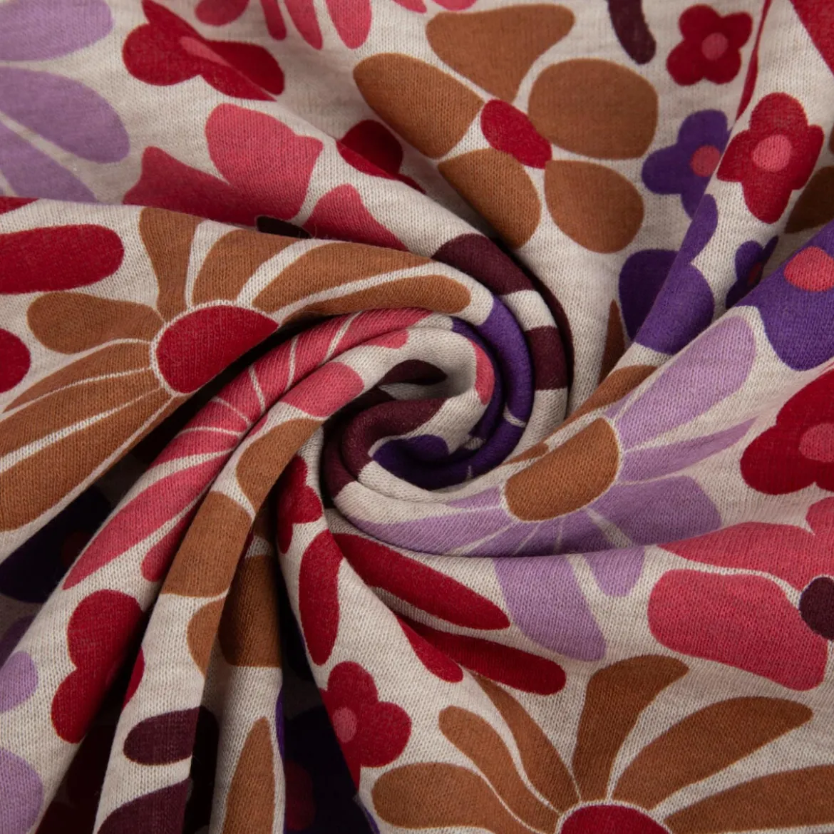 Sweatstoff Melange Blumen Blüten abstrakt natur rosa lila 1,38m Breite