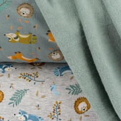 Sweatstoff Melange Fuchs Igel Waschbär altgrün meliert braun 1,5m Breite