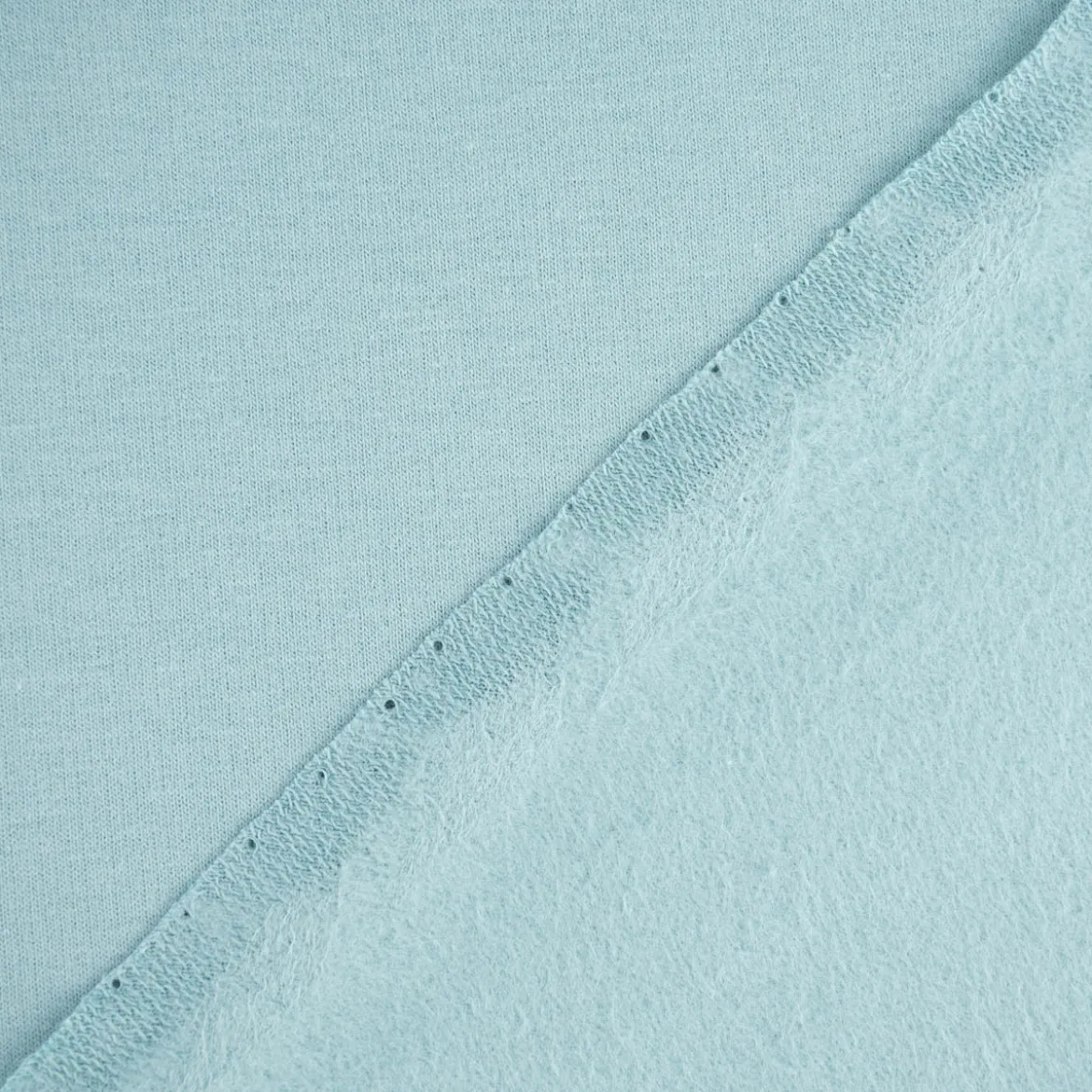 Sweatstoff Meterware Bio Soft Sweat dünn uni Aqua Blau 1,5m Breite