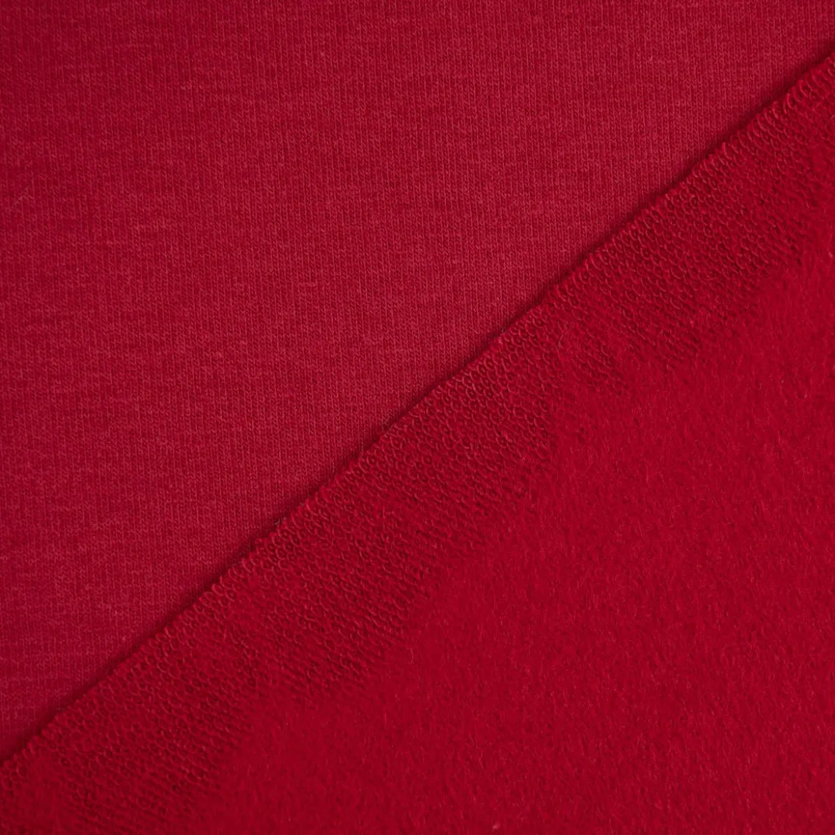 Sweatstoff Meterware Bio Soft Sweat dünn uni bordeaux Rot 1,5m Breite