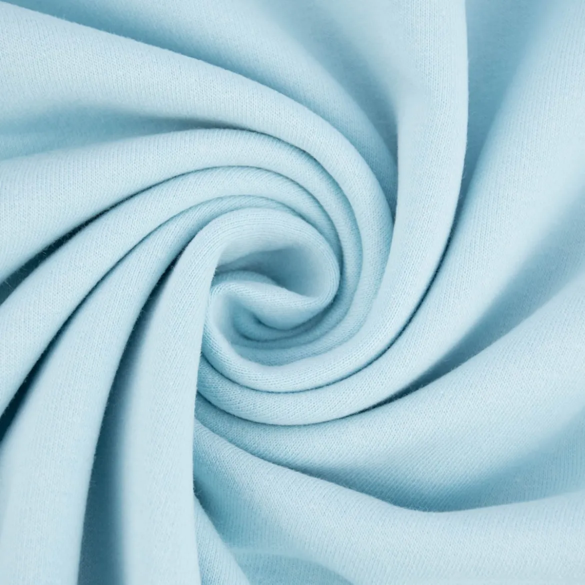 Sweatstoff Meterware Bio Soft Sweat dünn uni Hellblau 1,5m Breite