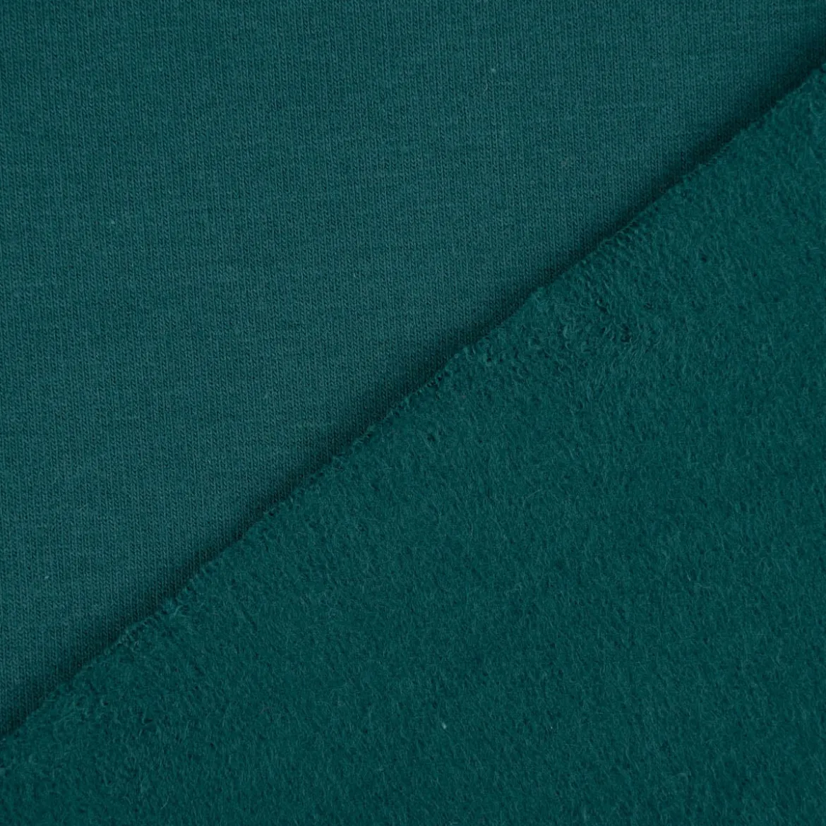 Sweatstoff Meterware Bio Soft Sweat dünn uni Tannengrün1,5m Breite