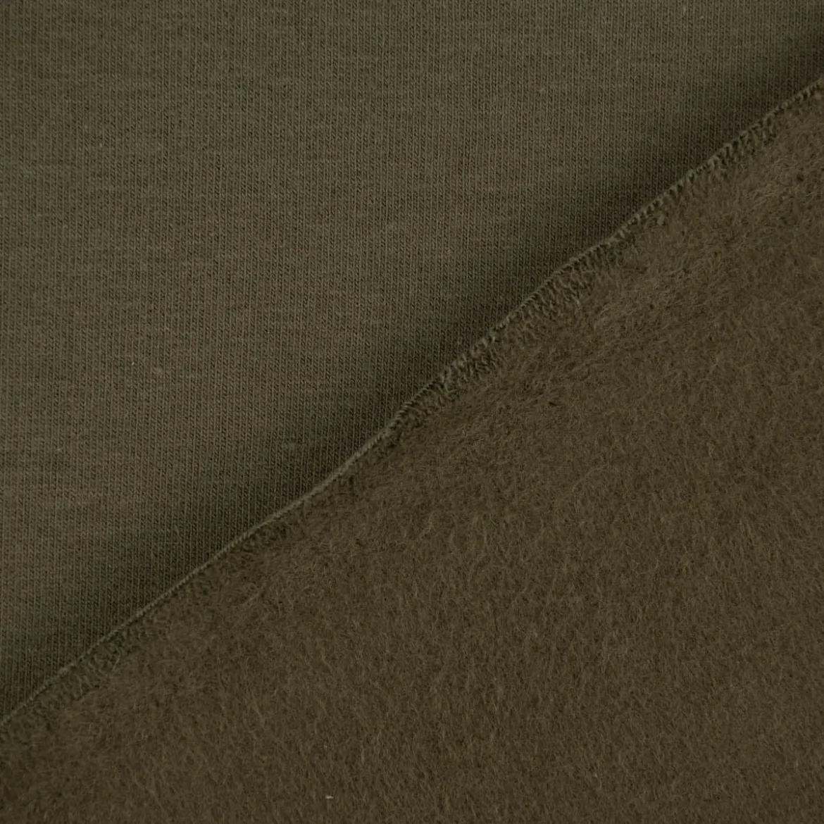 Sweatstoff Meterware Bio Soft Sweat dünn uni army Grün 1,5m Breite