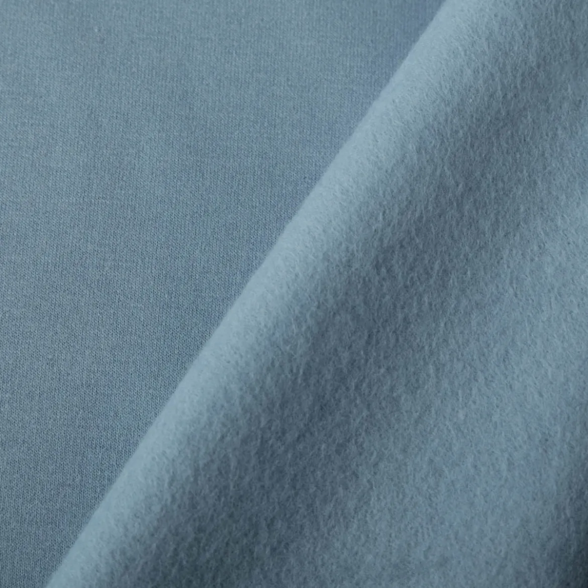 Sweatstoff Meterware Bio Soft Sweat dünn uni rauch blau 1,5m Breite