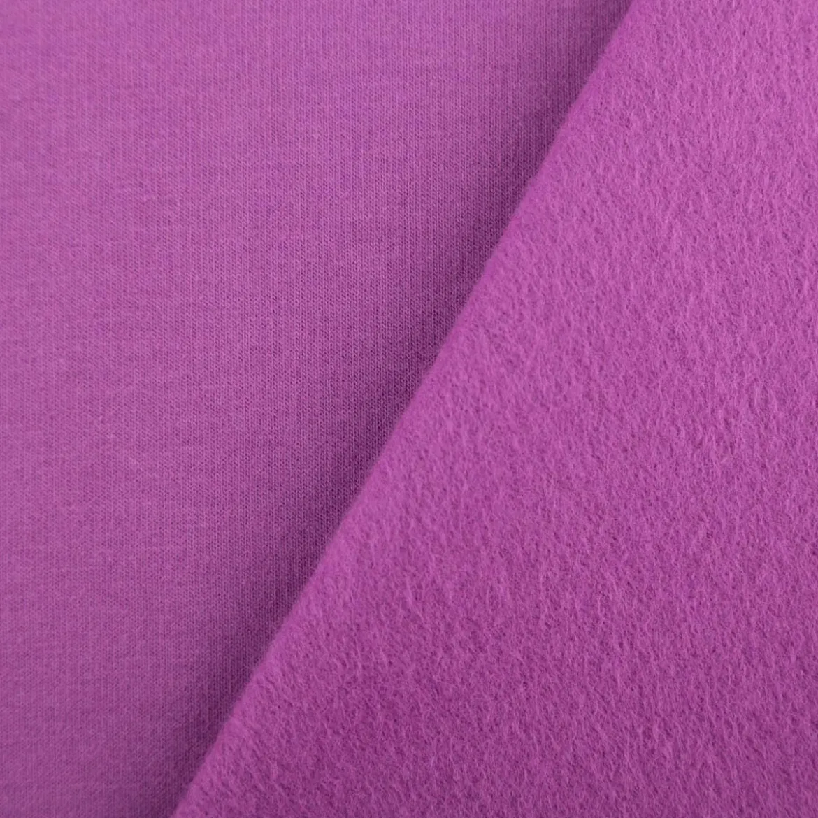 Sweatstoff Meterware Bio Soft Sweat dünn uni violett 1,5m Breite