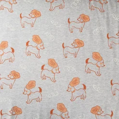 Sweatstoff Meterware Melange kuschelweich Hunde hellgrau braun 1,4m Breite