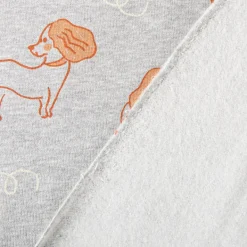 Sweatstoff Meterware Melange kuschelweich Hunde hellgrau braun 1,4m Breite