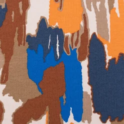 Sweatstoff Meterware Soft Sweat ABSTRACT beige blau orange 1,5m Breite