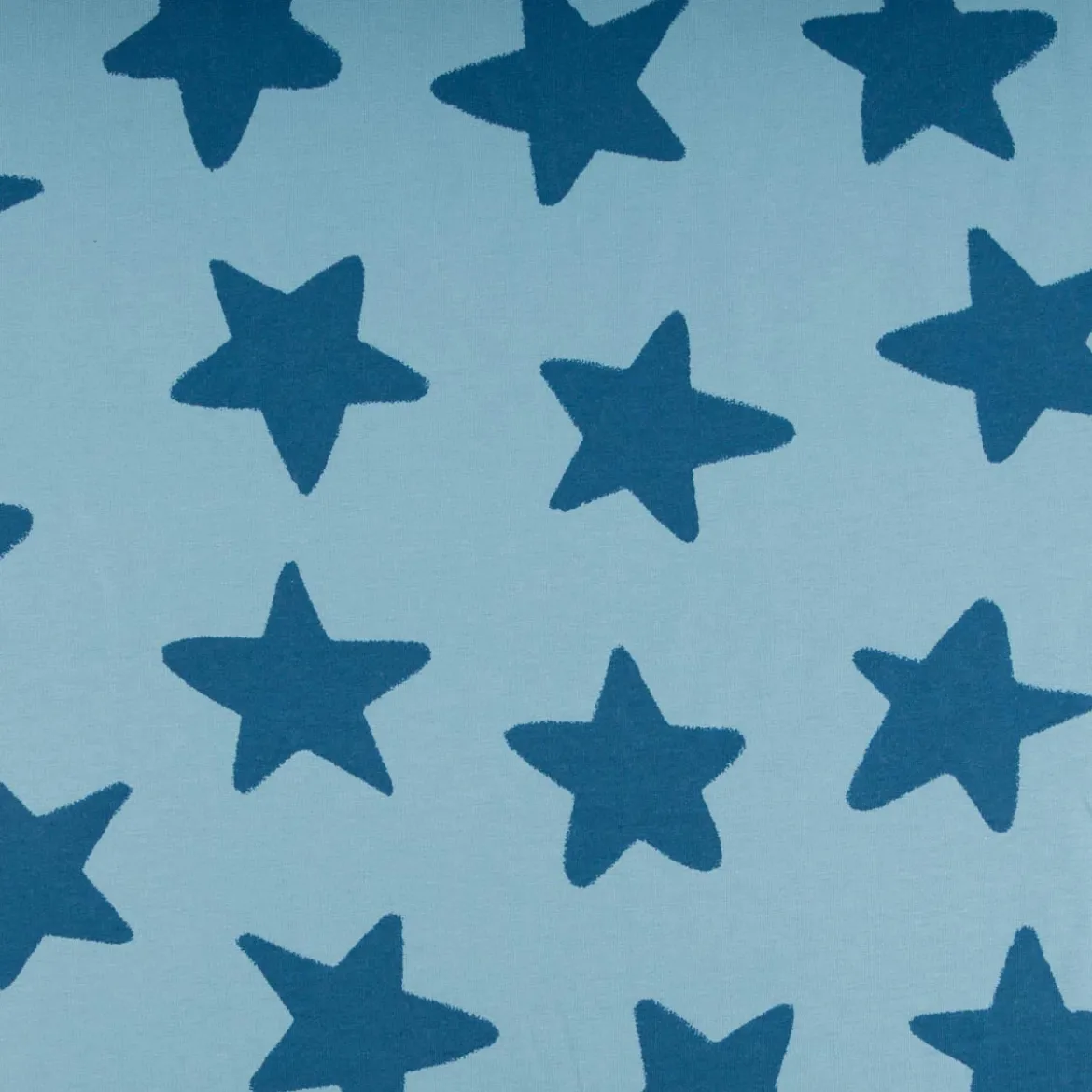 Sweatstoff Soft aus Baumwolle Big Stars blau 1,48m Breite