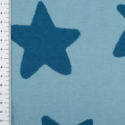 Sweatstoff Soft aus Baumwolle Big Stars blau 1,48m Breite