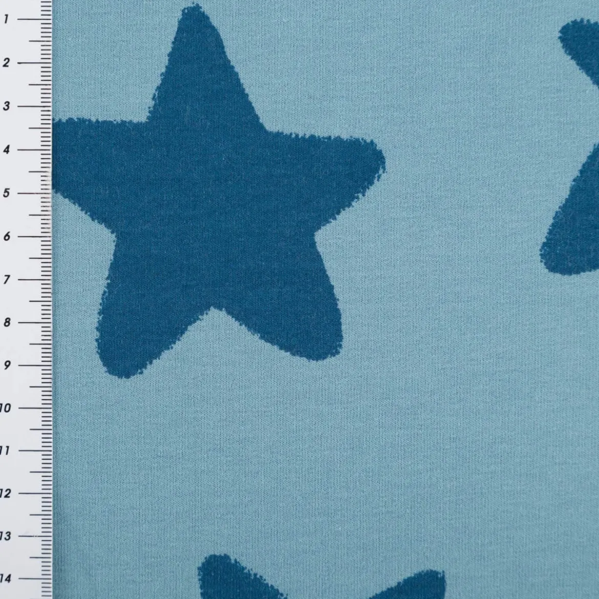 Sweatstoff Soft aus Baumwolle Big Stars blau 1,48m Breite
