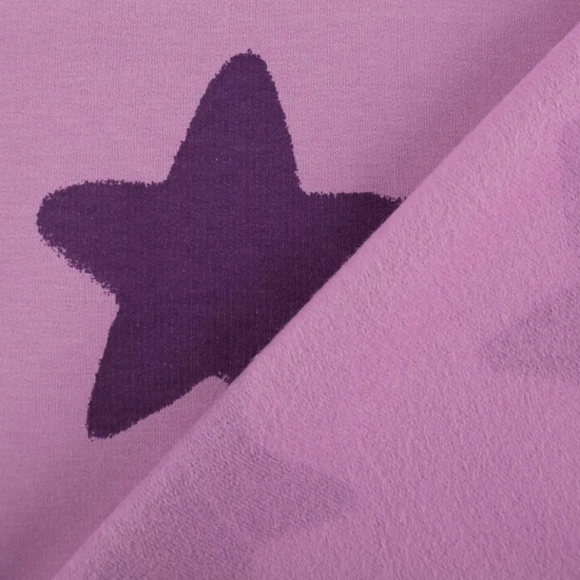 Sweatstoff Soft aus Baumwolle Big Stars lila 1,48m Breite