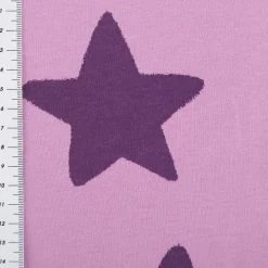 Sweatstoff Soft aus Baumwolle Big Stars lila 1,48m Breite