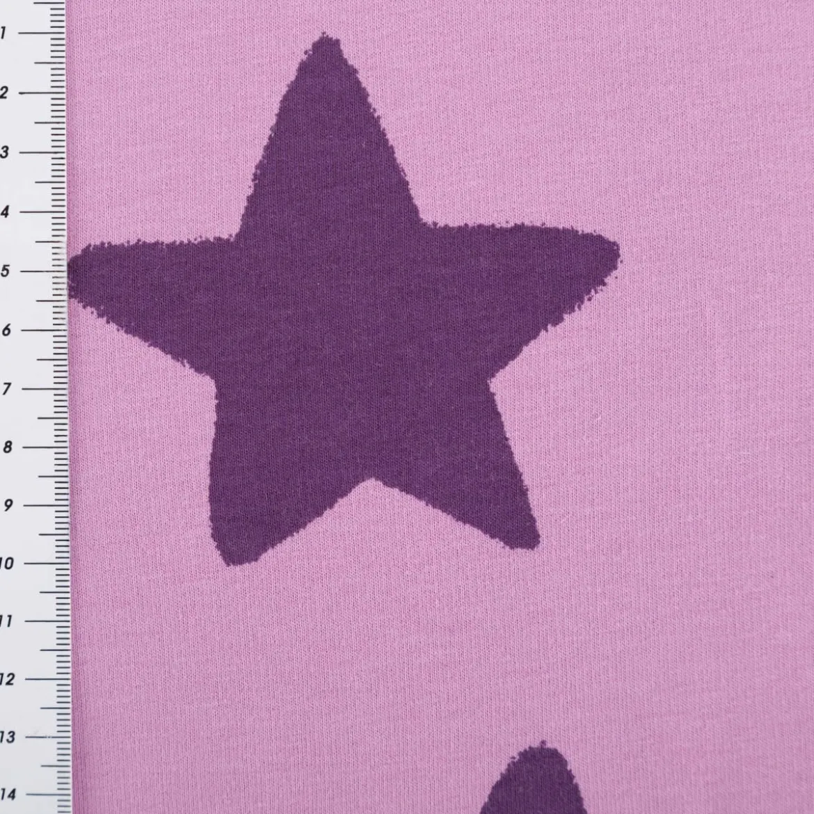 Sweatstoff Soft aus Baumwolle Big Stars lila 1,48m Breite