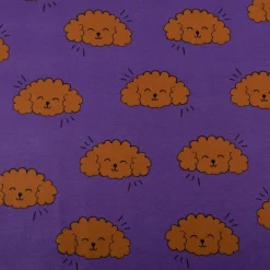 Sweatstoff Soft aus Baumwolle Dogs Pudel lila braun 1,38m Breite