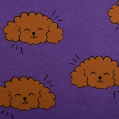Sweatstoff Soft aus Baumwolle Dogs Pudel lila braun 1,38m Breite
