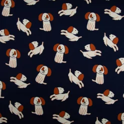 Sweatstoff Soft Sweat aus Baumwolle Hunde dunkelblau ecru 1,48m Breite