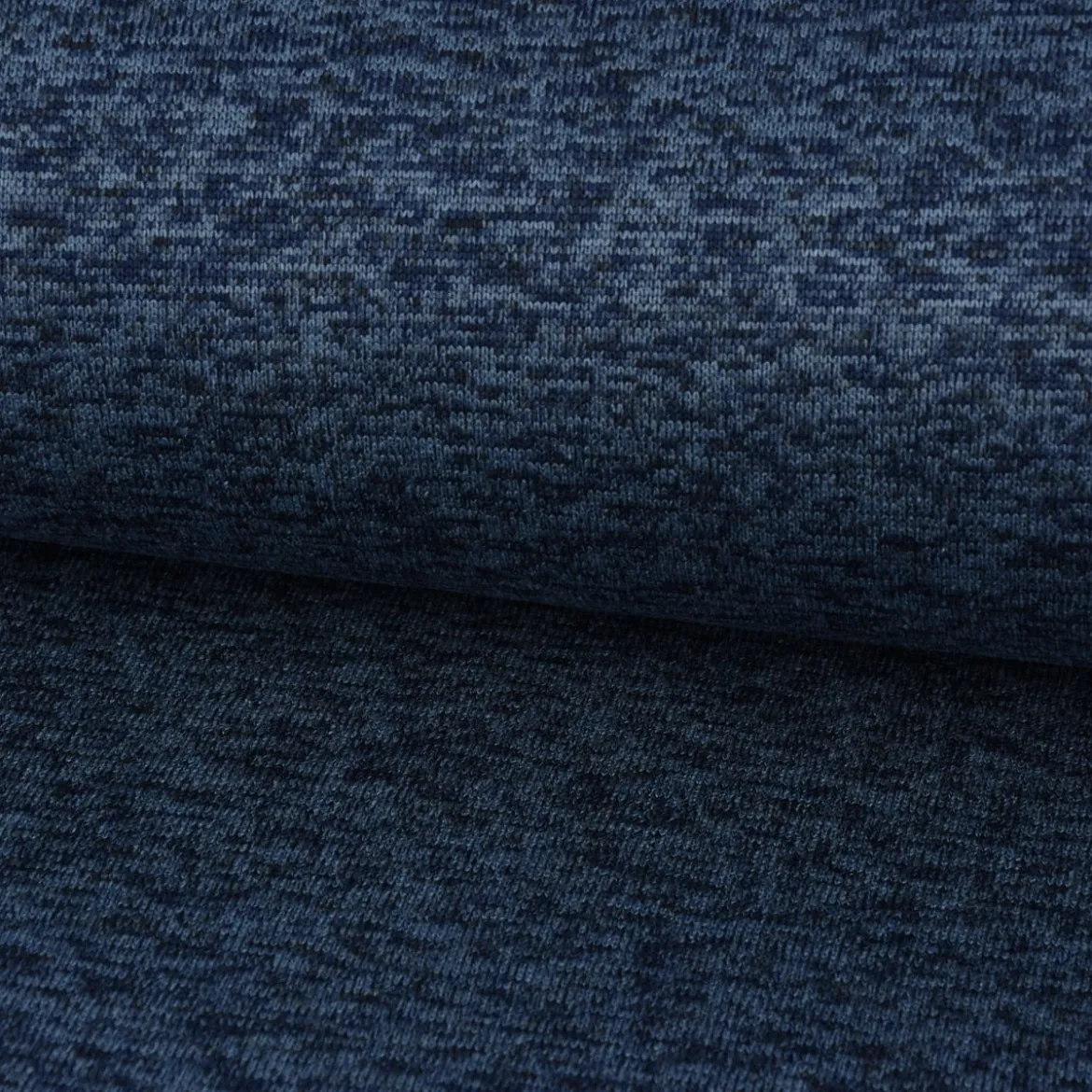 Sweatstoff Stricksweat dunkelblau blau meliert 1,55m