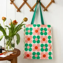 Tasche Blumen aus recycelten Material weiß grün rosa orange 34x14x40cm