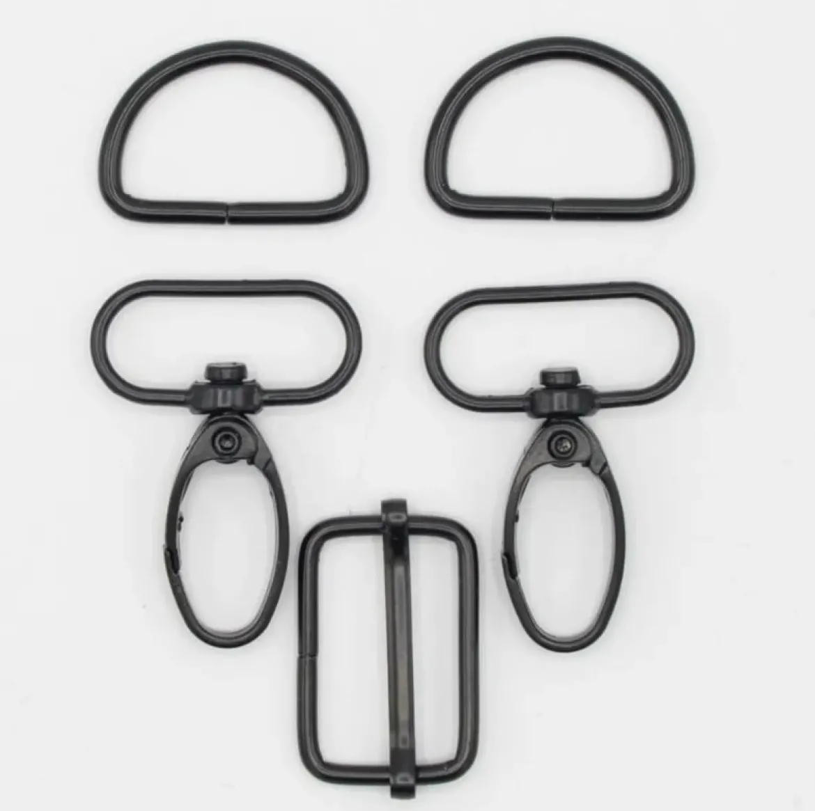 Taschengurt Komplettset mit Karabinkerhaken 25mm schwarz matt 5tlg Set