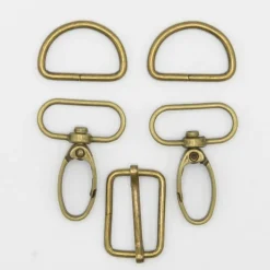 Taschengurt Komplettset mit Karabinkerhaken 25mm bronze 5tlg Set